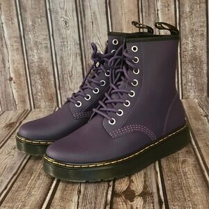 Sz 7 US Womens Dr. Martens Zavala Purple Matte Lace Up Combat Boots Worn 1X!